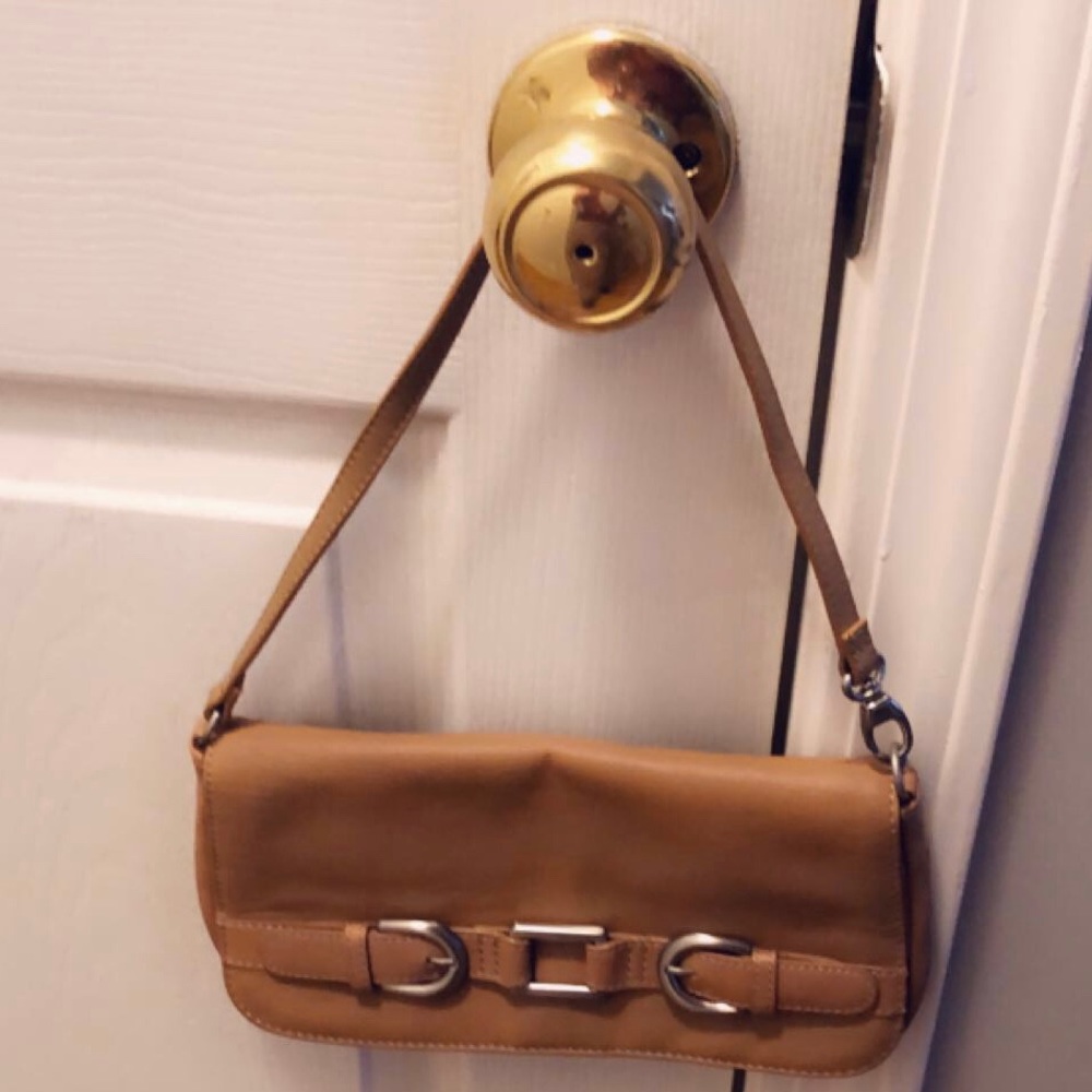 shoulder or clutch genuine leather brown bag